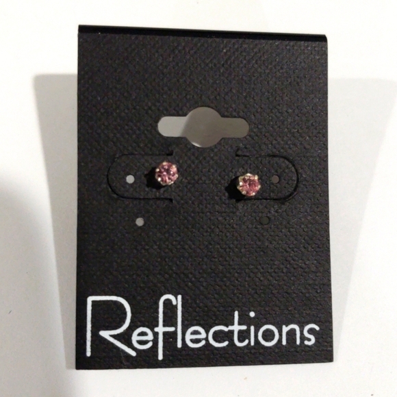Swarovski Crystal Element - Stlg Silver Overlay Pink Stone "Tiny" Stud Earrings - Picture 1 of 12